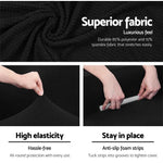 Artiss Sofa Cover Couch Covers 3 Seater High Stretch Black - Furniture > Sofas