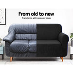 Artiss Sofa Cover Couch Covers 3 Seater High Stretch Black - Furniture > Sofas
