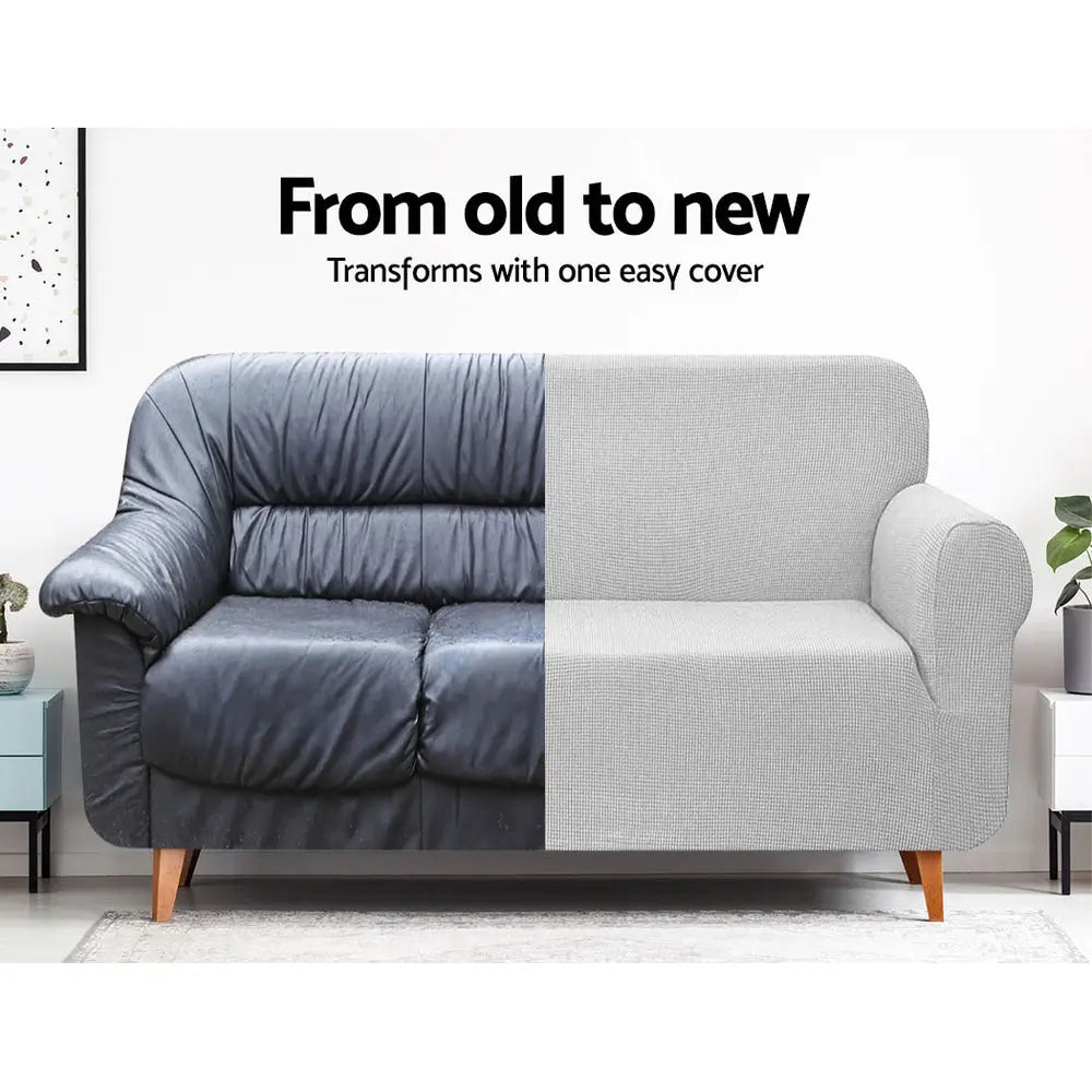 Artiss Sofa Cover Couch Covers 3 Seater High Stretch Grey - Furniture > Sofas