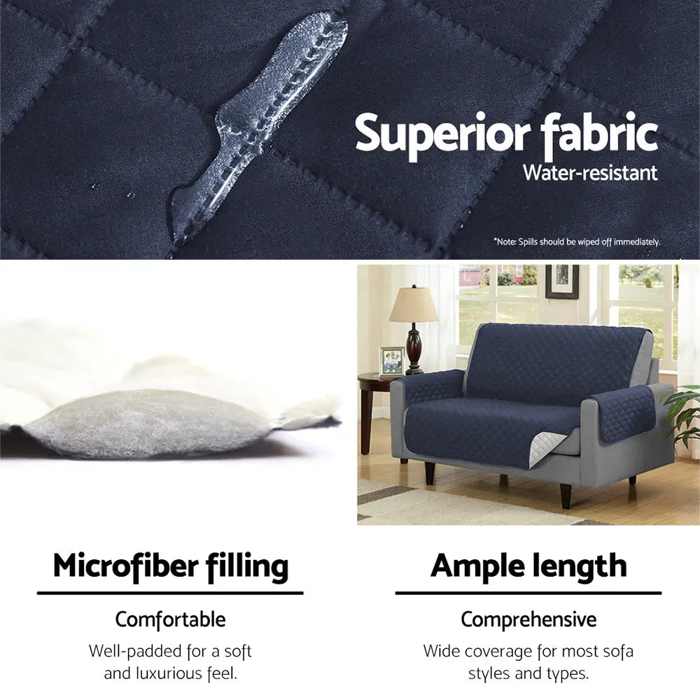 Artiss Sofa Cover Couch Covers 3 Seater Quilted Dark Grey - Furniture > Sofas