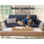 Artiss Sofa Cover Couch Covers 3 Seater Quilted Dark Grey - Furniture > Sofas