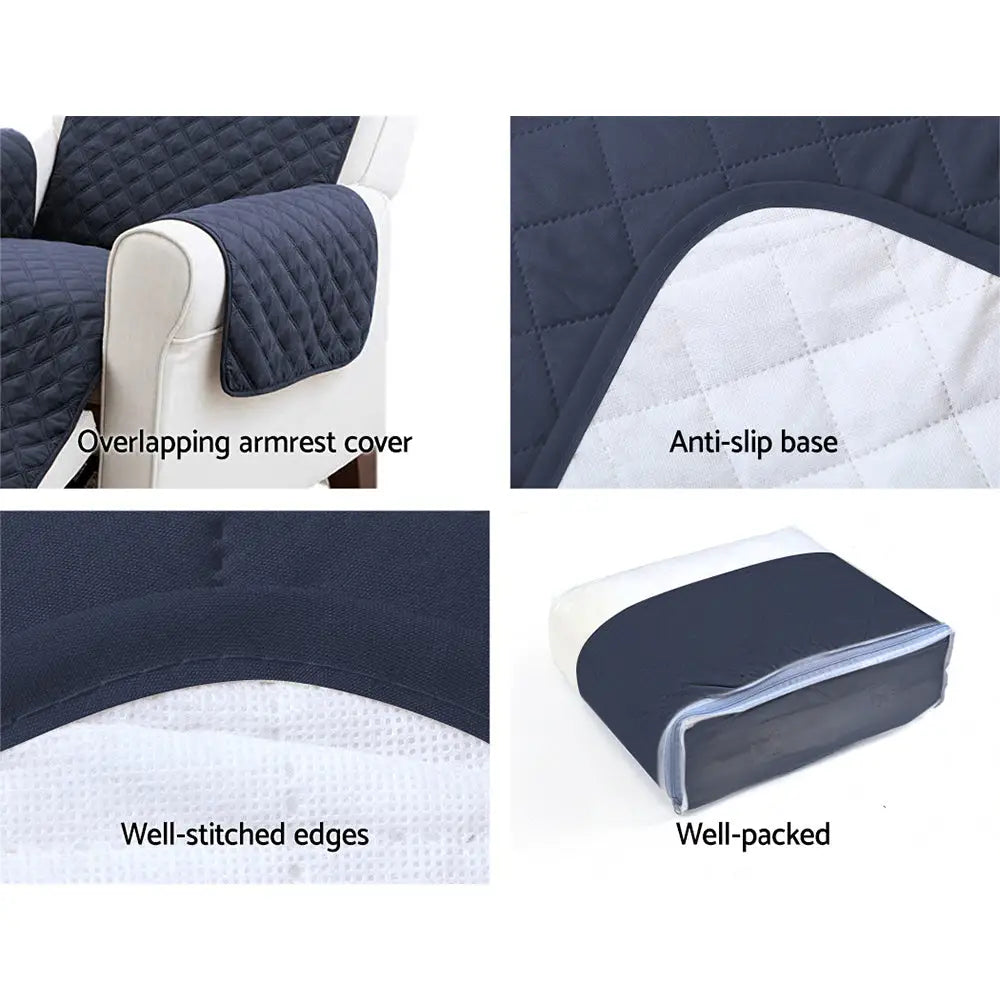 Artiss Sofa Cover Couch Covers 3 Seater Quilted Dark Grey - Furniture > Sofas