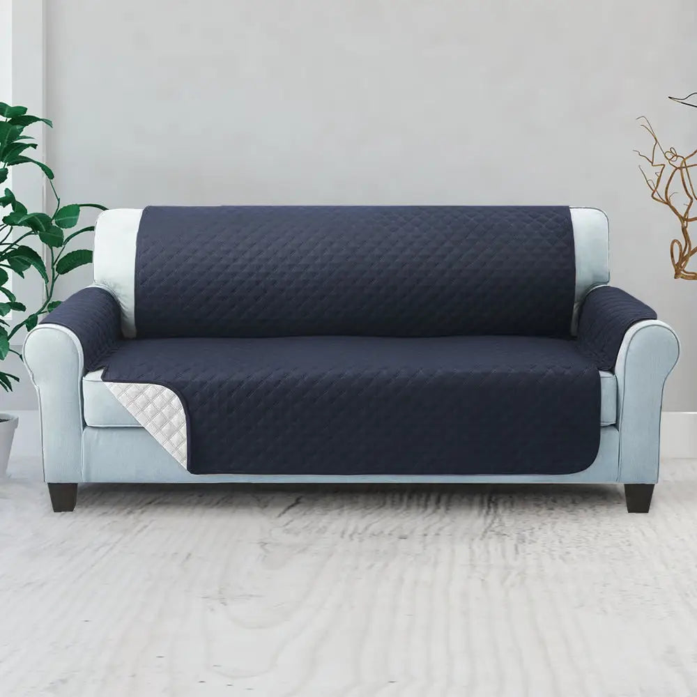 Artiss Sofa Cover Couch Covers 3 Seater Quilted Dark Grey - Furniture > Sofas
