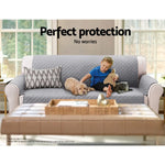 Artiss Sofa Cover Couch Covers 3 Seater Quilted Grey - Furniture > Sofas
