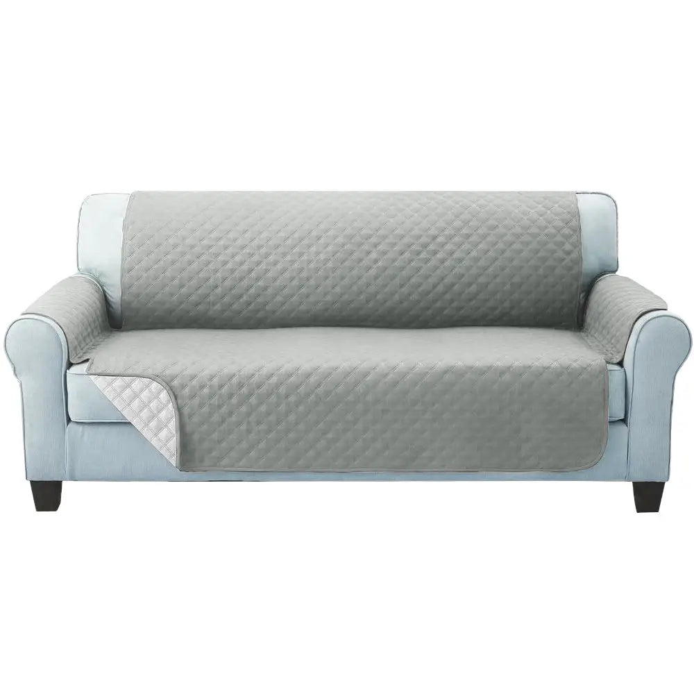Artiss Sofa Cover Couch Covers 3 Seater Quilted Grey - Furniture > Sofas
