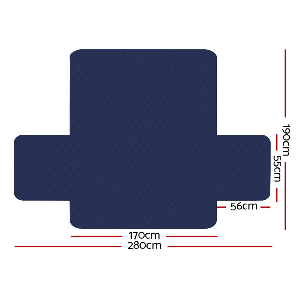 Artiss Sofa Cover Couch Covers 3 Seater Quilted Navy - Furniture > Sofas