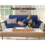 Artiss Sofa Cover Couch Covers 3 Seater Quilted Navy - Furniture > Sofas