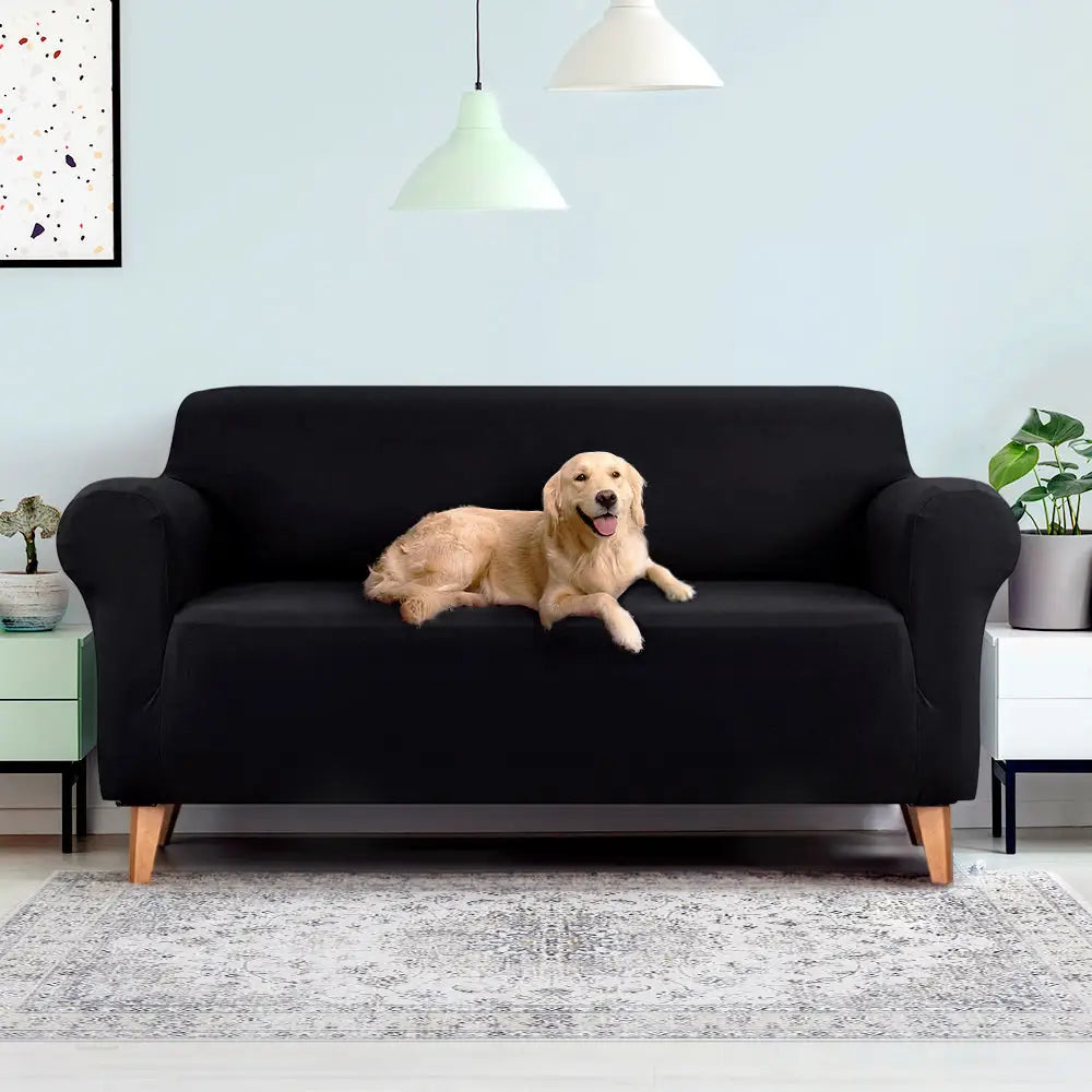 Artiss Sofa Cover Couch Covers 3 Seater Stretch Black - Furniture > Sofas