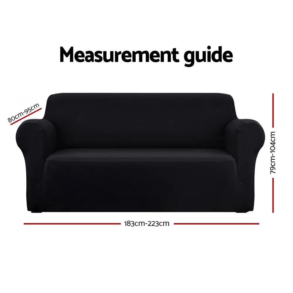 Artiss Sofa Cover Couch Covers 3 Seater Stretch Black - Furniture > Sofas