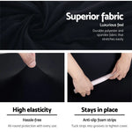 Artiss Sofa Cover Couch Covers 3 Seater Stretch Black - Furniture > Sofas