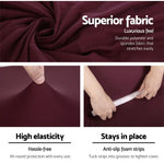 Artiss Sofa Cover Couch Covers 3 Seater Stretch Burgundy - Furniture > Sofas