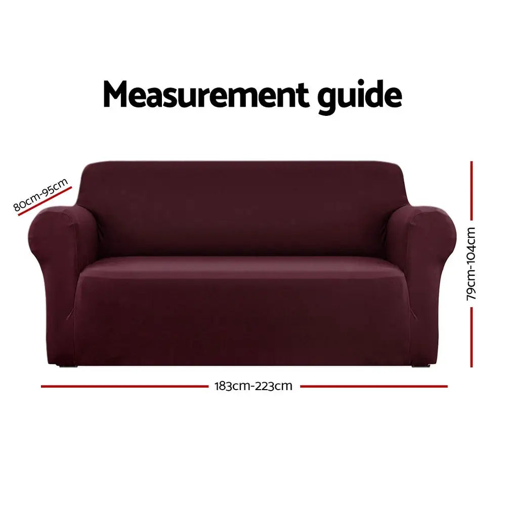 Artiss Sofa Cover Couch Covers 3 Seater Stretch Burgundy - Furniture > Sofas
