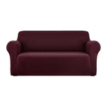 Artiss Sofa Cover Couch Covers 3 Seater Stretch Burgundy - Furniture > Sofas