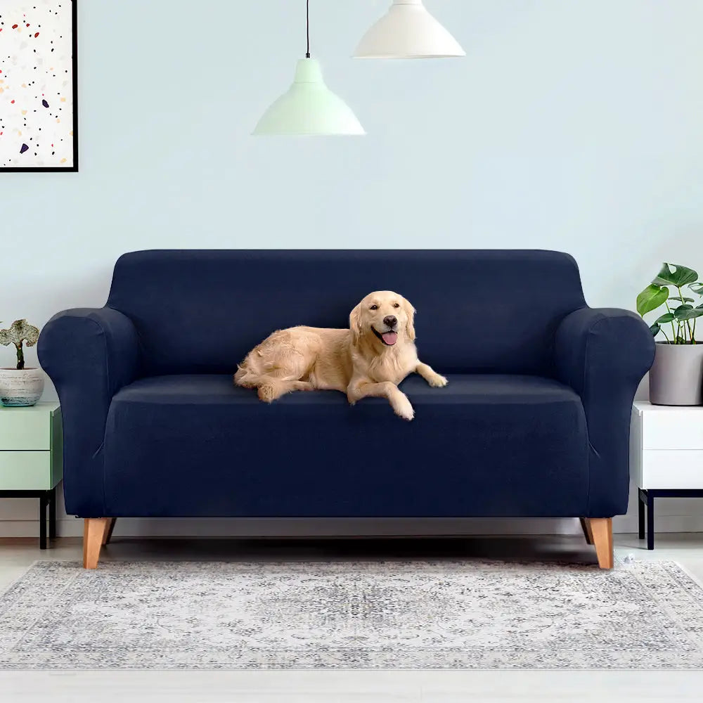 Artiss Sofa Cover Couch Covers 3 Seater Stretch Navy - Furniture > Sofas