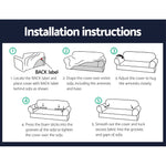 Artiss Sofa Cover Couch Covers 3 Seater Stretch Navy - Furniture > Sofas