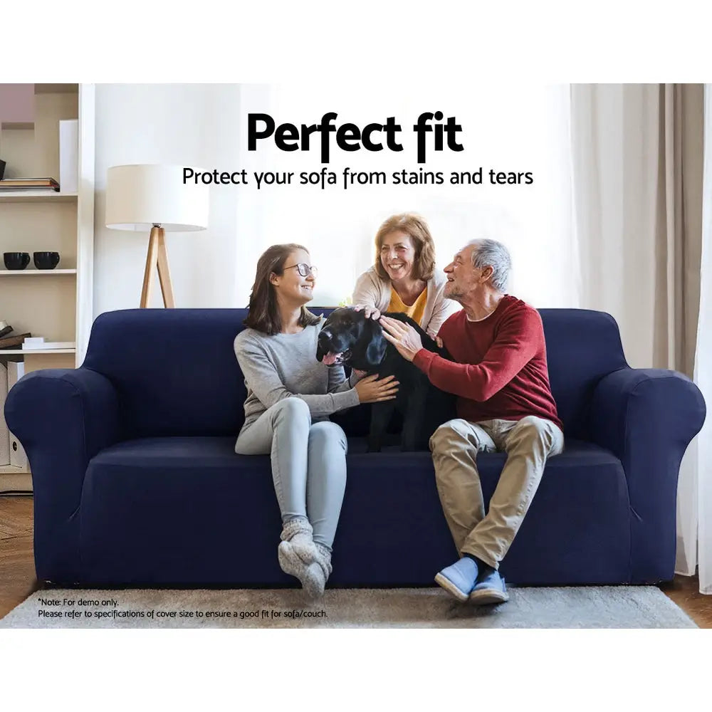 Artiss Sofa Cover Couch Covers 3 Seater Stretch Navy - Furniture > Sofas