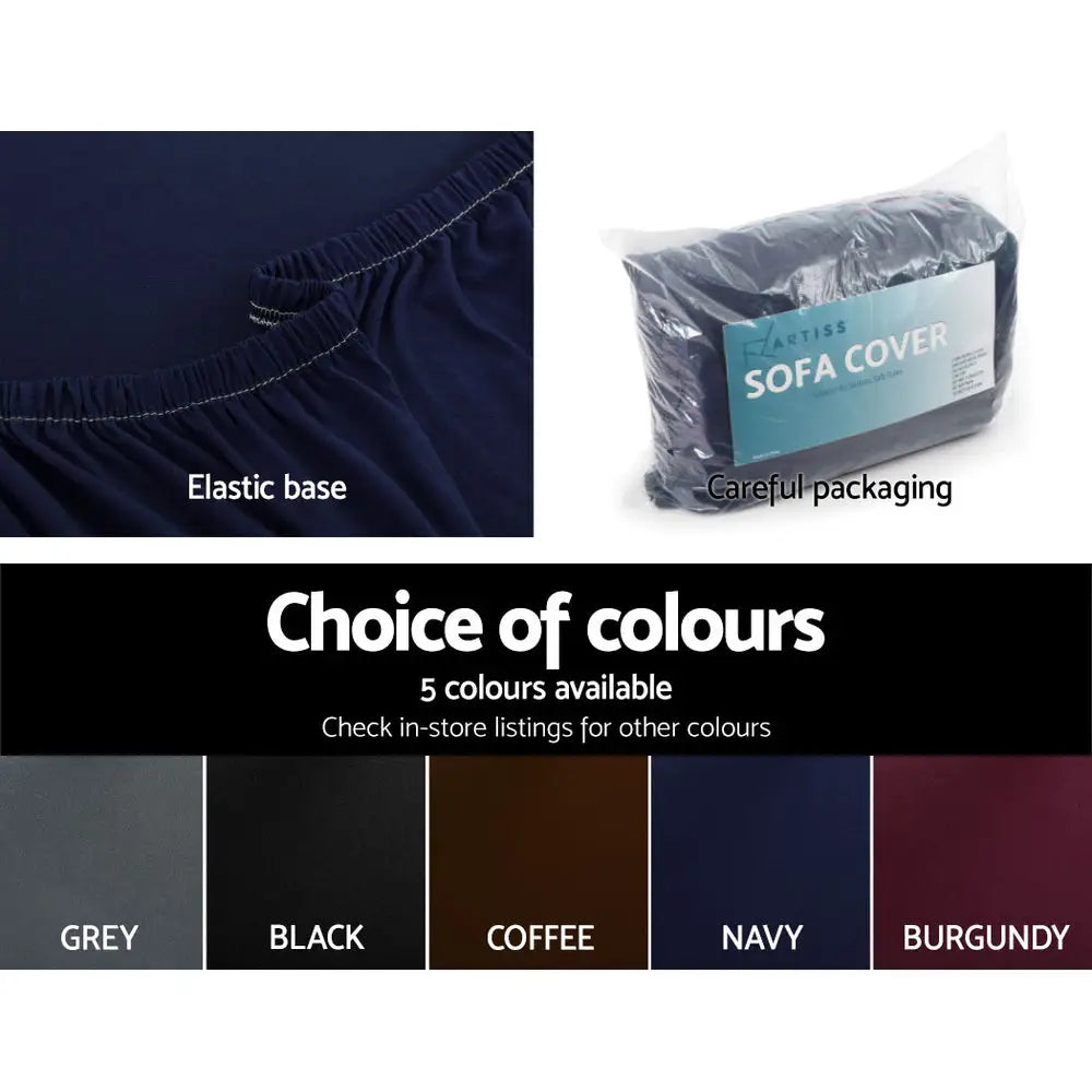 Artiss Sofa Cover Couch Covers 3 Seater Stretch Navy - Furniture > Sofas