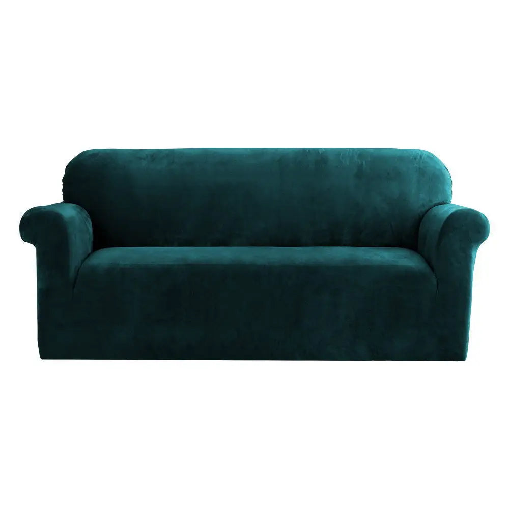 Artiss Sofa Cover Couch Covers 3 Seater Velvet Agate Green - Furniture > Sofas