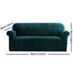 Artiss Sofa Cover Couch Covers 3 Seater Velvet Agate Green - Furniture > Sofas