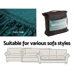 Artiss Sofa Cover Couch Covers 3 Seater Velvet Agate Green - Furniture > Sofas