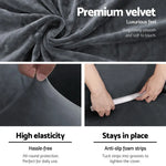 Artiss Sofa Cover Couch Covers 3 Seater Velvet Grey - Furniture > Sofas