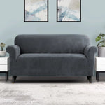 Artiss Sofa Cover Couch Covers 3 Seater Velvet Grey - Furniture > Sofas