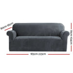 Artiss Sofa Cover Couch Covers 3 Seater Velvet Grey - Furniture > Sofas