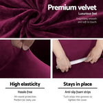 Artiss Sofa Cover Couch Covers 3 Seater Velvet Ruby Red - Furniture > Sofas