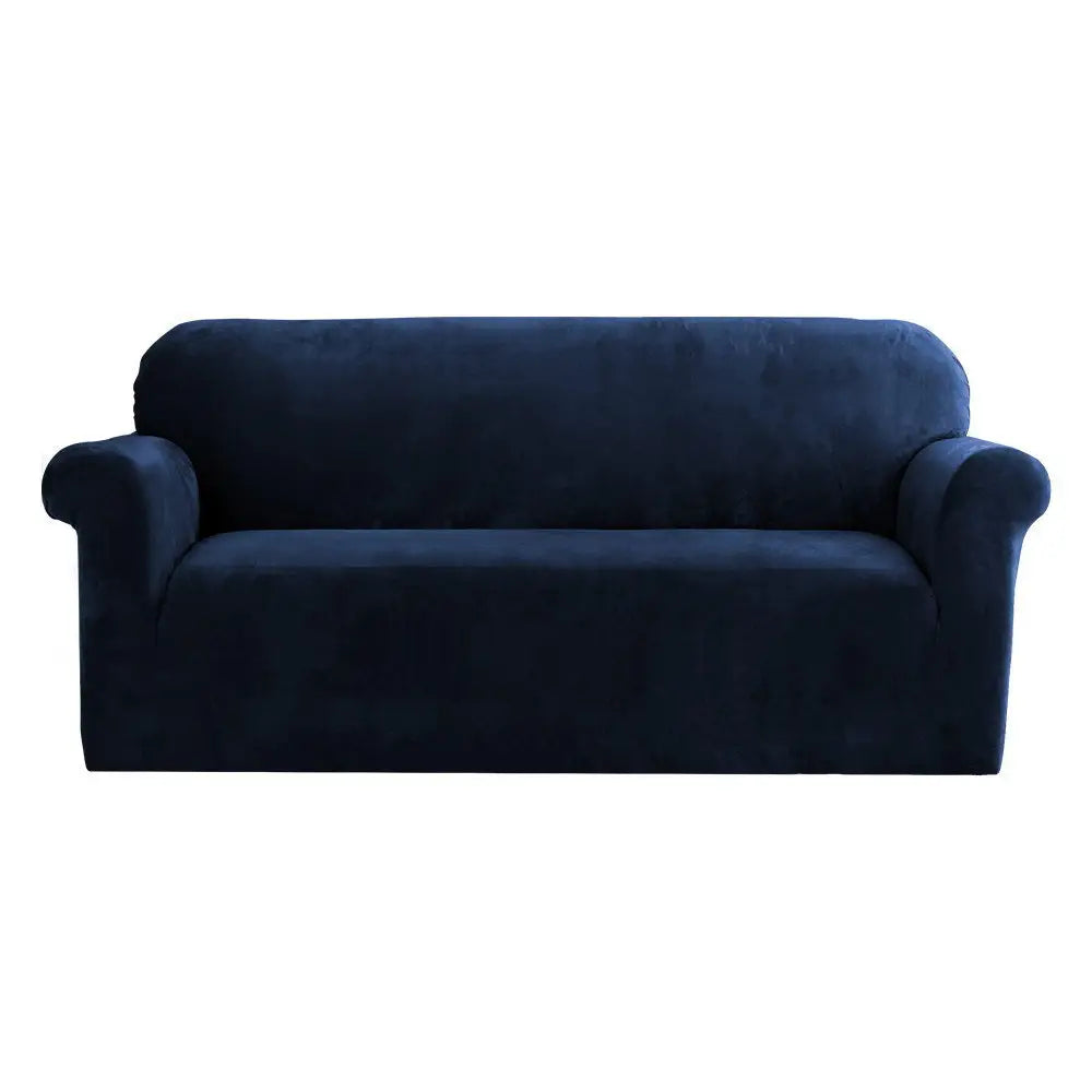 Artiss Sofa Cover Couch Covers 3 Seater Velvet Sapphire - Furniture > Sofas