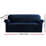 Artiss Sofa Cover Couch Covers 3 Seater Velvet Sapphire - Furniture > Sofas