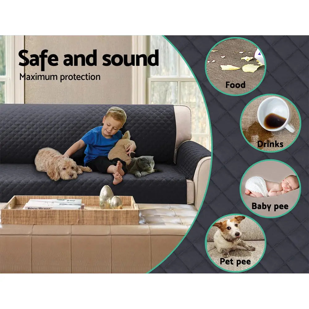 Artiss Sofa Cover Couch Covers 4 Seater 100% Water Resistant Dark Grey - Furniture > Sofas