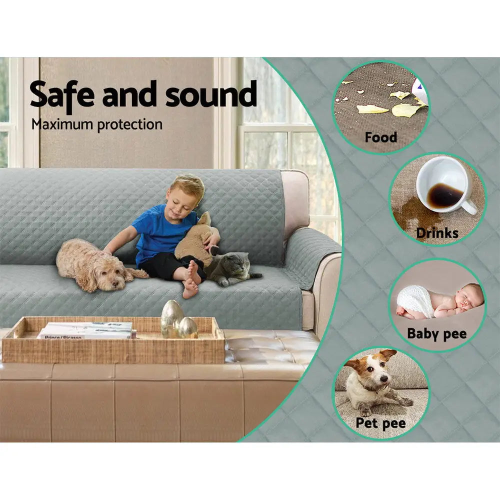 Artiss Sofa Cover Couch Covers 4 Seater 100% Water Resistant Grey - Furniture > Sofas