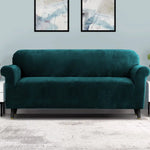 Artiss Sofa Cover Couch Covers 4 Seater Velvet Agate Green - Furniture > Sofas