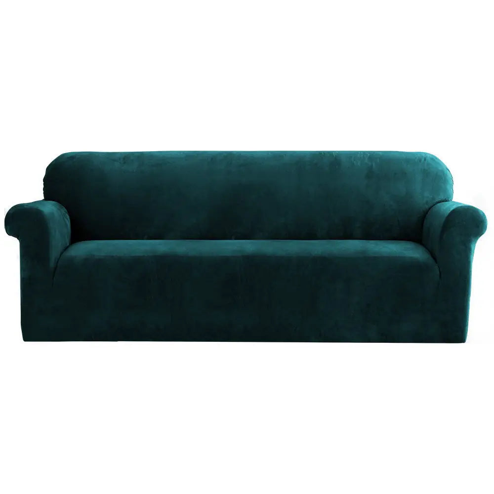 Artiss Sofa Cover Couch Covers 4 Seater Velvet Agate Green - Furniture > Sofas