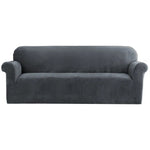 Artiss Sofa Cover Couch Covers 4 Seater Velvet Grey - Furniture > Sofas