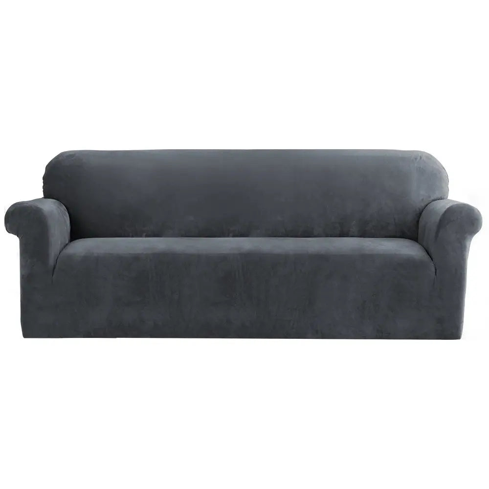 Artiss Sofa Cover Couch Covers 4 Seater Velvet Grey - Furniture > Sofas