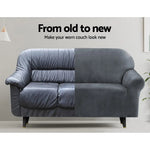 Artiss Sofa Cover Couch Covers 4 Seater Velvet Grey - Furniture > Sofas