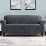 Artiss Sofa Cover Couch Covers 4 Seater Velvet Grey - Furniture > Sofas