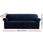 Artiss Sofa Cover Couch Covers 4 Seater Velvet Sapphire - Furniture > Sofas