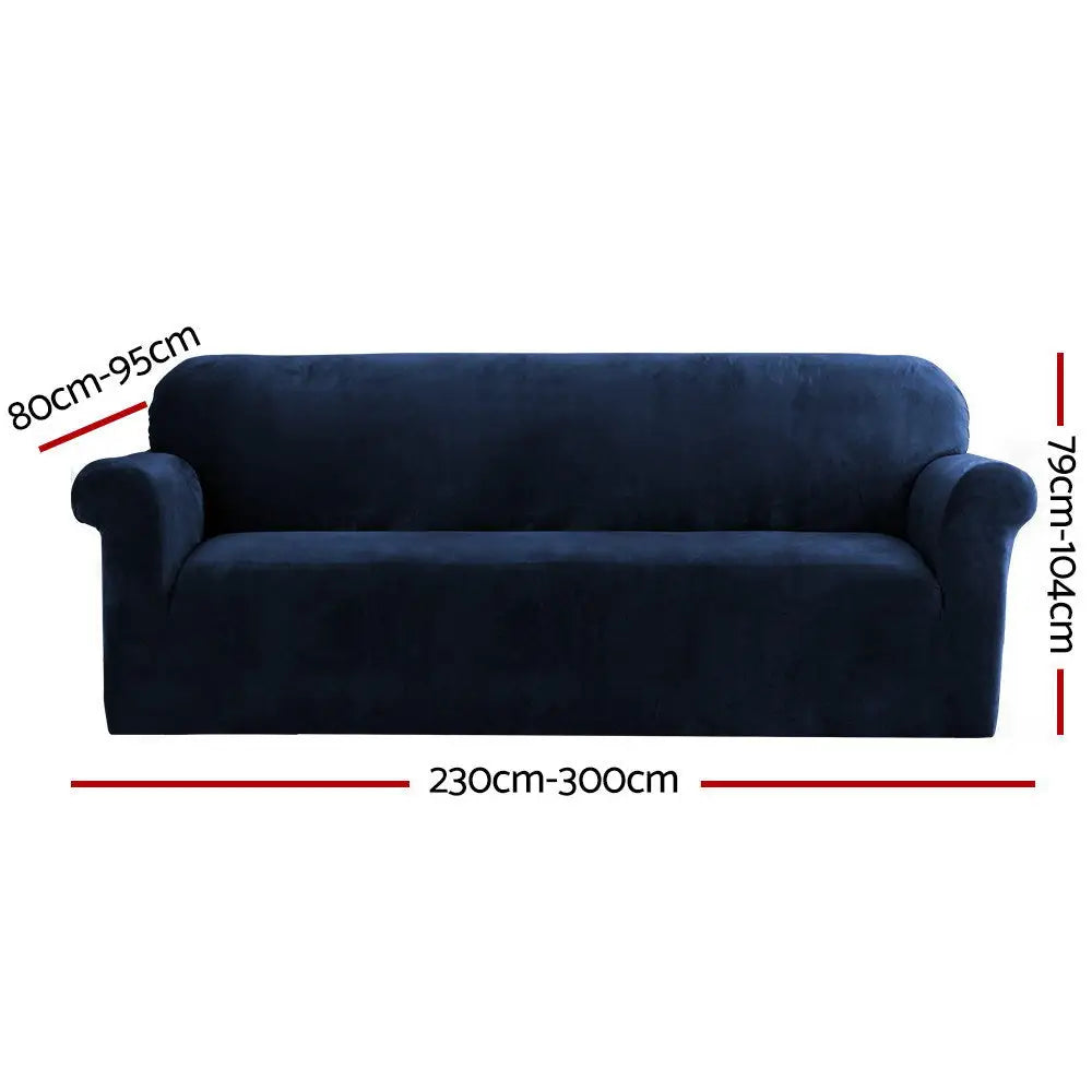 Artiss Sofa Cover Couch Covers 4 Seater Velvet Sapphire - Furniture > Sofas