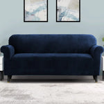 Artiss Sofa Cover Couch Covers 4 Seater Velvet Sapphire - Furniture > Sofas