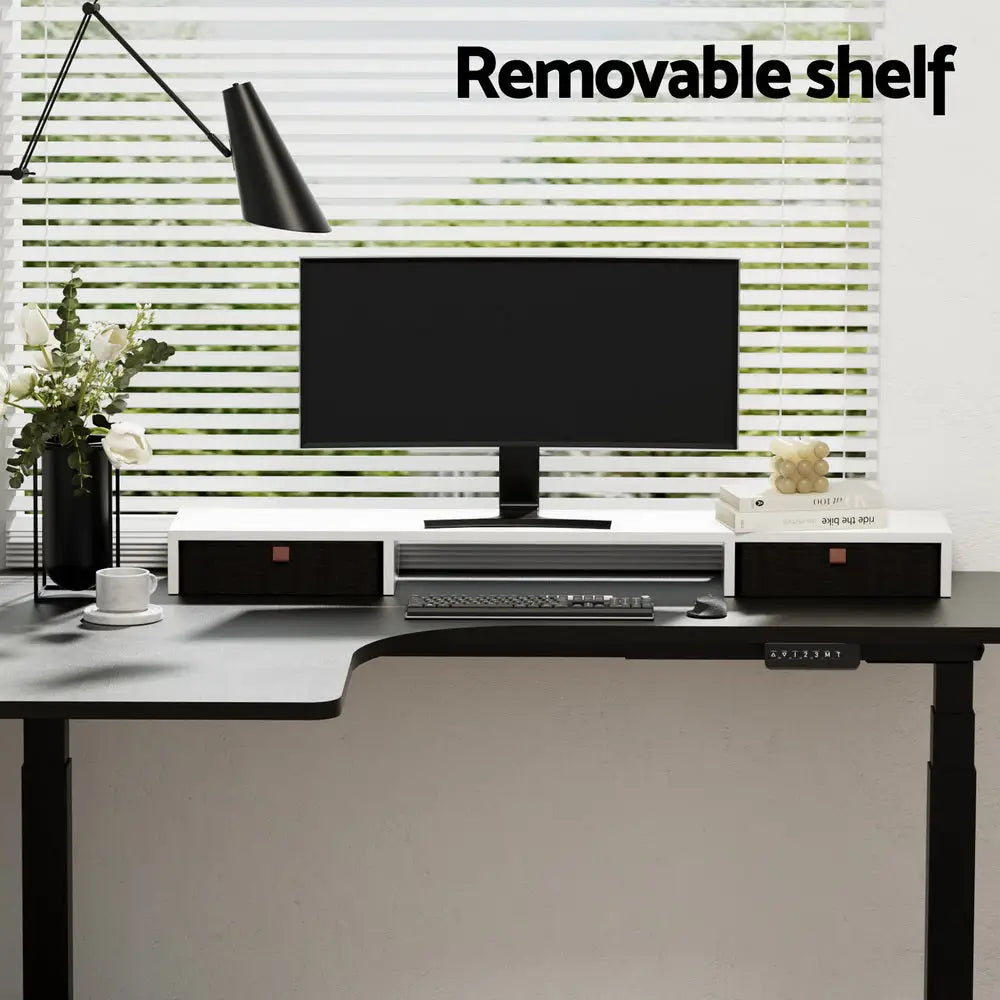Artiss Standing Desk Desktop Storage Rack Shelf Removable Bookshelf Drawer 120cm - Furniture > Office > Desks
