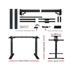Artiss Standing Desk Frame Only Dual Motor Motorised Black - Furniture > Office