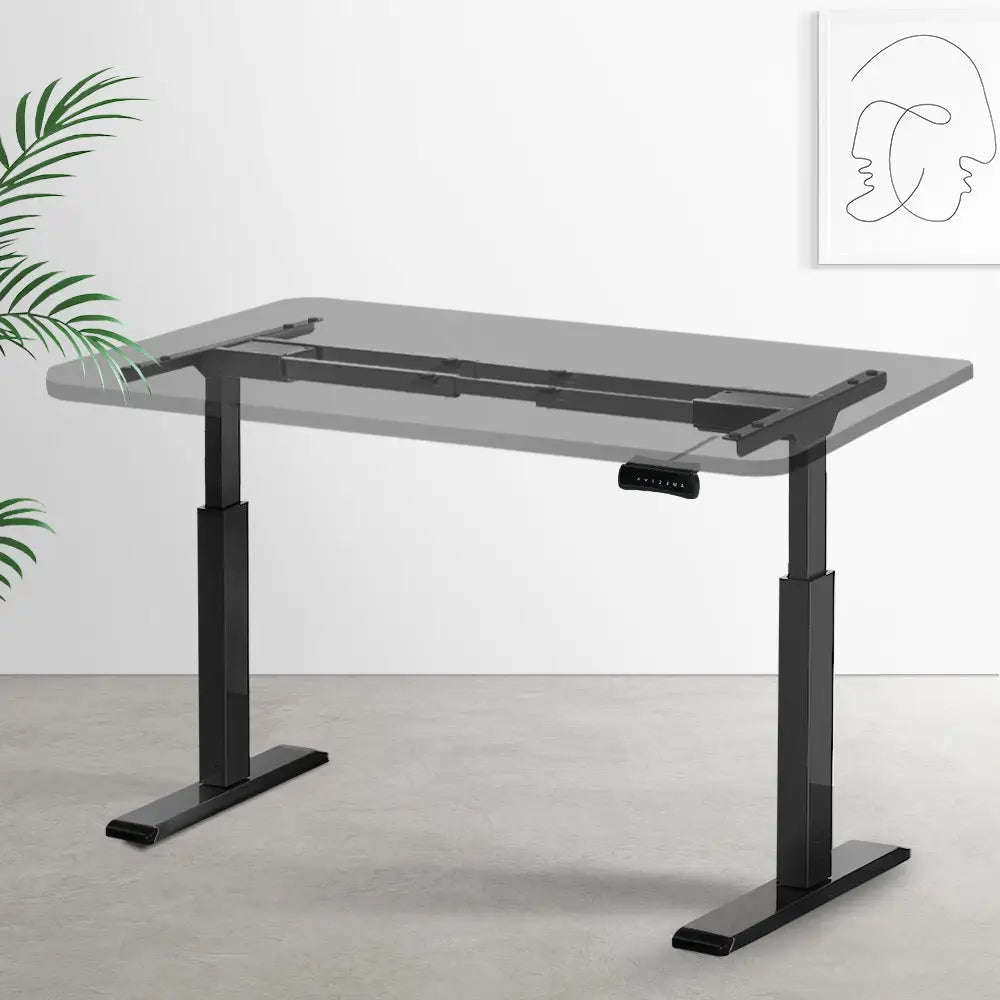 Artiss Standing Desk Frame Only Dual Motor Motorised Black - Furniture > Office