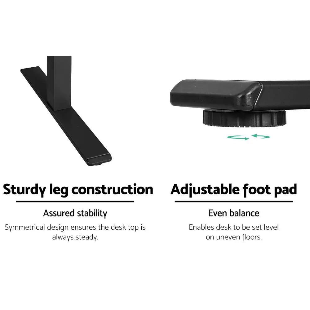 Artiss Standing Desk Frame Only Dual Motor Motorised Black - Furniture > Office