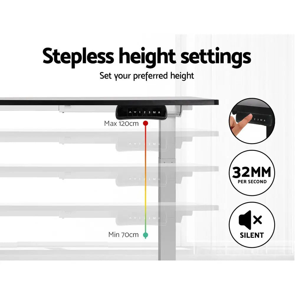 Artiss Standing Desk Frame Only Dual Motor Motorised White - Furniture > Office