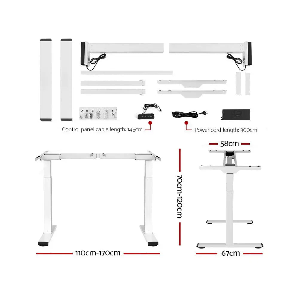 Artiss Standing Desk Frame Only Dual Motor Motorised White - Furniture > Office