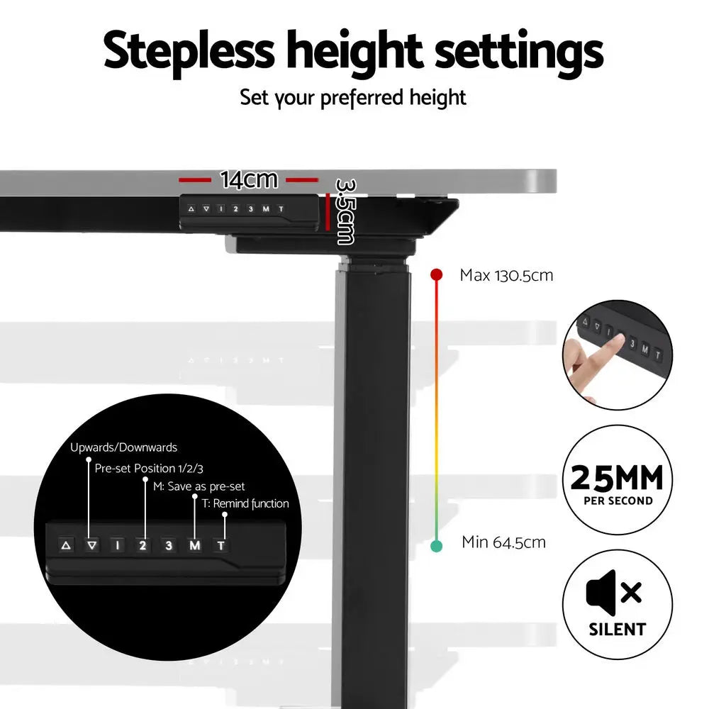 Artiss Standing Desk Frame Only L-shape Motorised - Furniture > Office > Desks