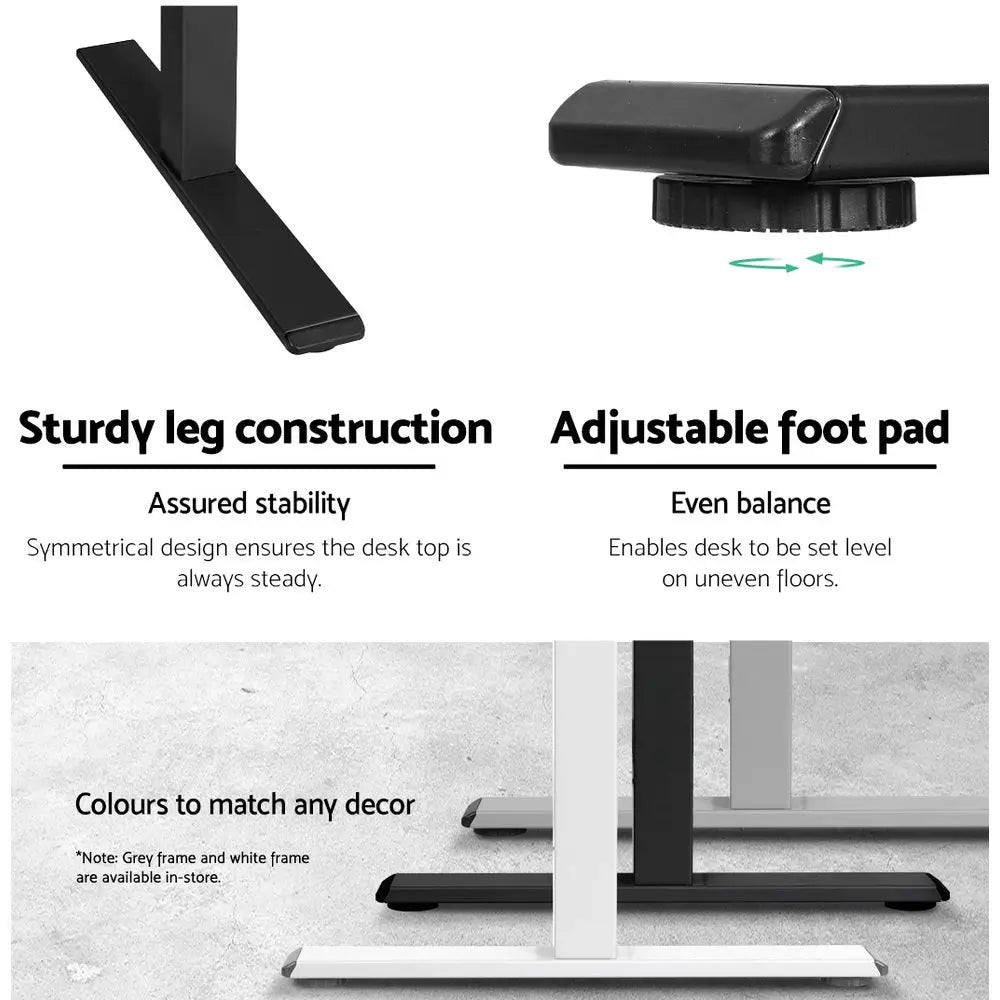 Artiss Standing Desk Frame Only Motorised Black - Furniture > Office