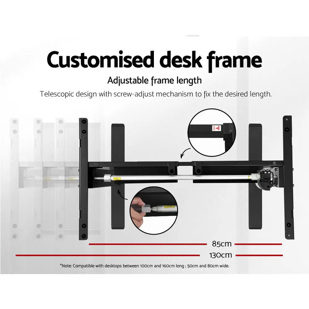 Artiss Standing Desk Frame Only Motorised Black - Furniture > Office